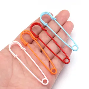 Colorful large safety pins for waist tightening anti-glare DIY handmade jewelry detail view.