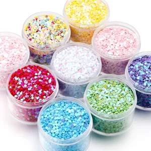 Set di vasetti di paillettes rotonde in PVC colorato da 3.0mm per nail art e abbigliamento.