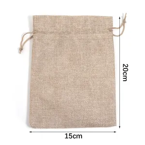 Jute Säckchen Kordelzug Leinen Beutel Geschenk 15x20cm für Schmuck Aufbewahrung