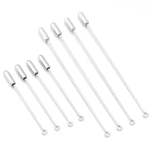 Gedetailleerd overzicht van DIY zilveren broche lange speld accessoires, verschillende maten.