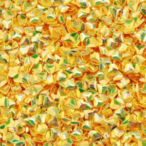 Paillettes diamantate dorate da 4 mm, glitter PVC senza fori per nail art e abbigliamento.