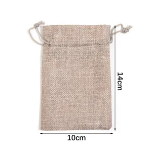 Jute Kordelzug Geschenktasche 10x14cm Leinen Schmuck Münze Aufbewahrungsbeutel für kleine Artikel.