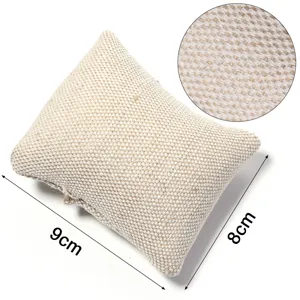 Beige Sackleinen Uhrenkissen Schmuck Armband Display Halter Foto Requisite 9x8cm neu