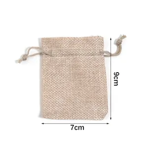 Kleine Jute Leinen Kordelzug Aufbewahrungstasche fuer Schmuck Muenzen und Geschenke Stil.