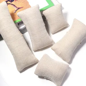 Beige Jute Uhrenkissen Set, verschiedene Größen für Schmuck Armband Display Foto Requisiten.