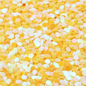 Paillettes rotonde piatte gialle iridescenti da 3mm per nail art e accessori sartoriali
