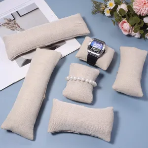 Beige Uhren Armband Kissen für Schmuck Fotografie und Ladentisch Display Aufbewahrung.