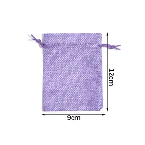 Violetter Jute Kordelzug Beutel für Schmuck, Münzen und Geschenke, Größe 9x12cm.