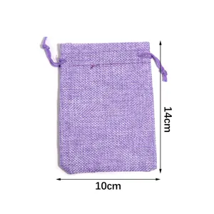 Lila Leinen Kordelzug Beutel 10x14cm kleine Geschenk Aufbewahrungstasche für Schmuck