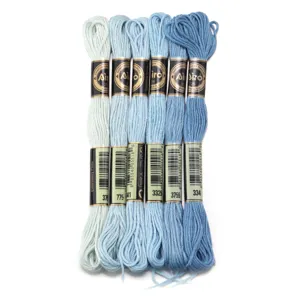 Verloop blauwe borduurset, 8m per skein, ideaal voor DIY kruissteek en handwerk naaiprojecten.