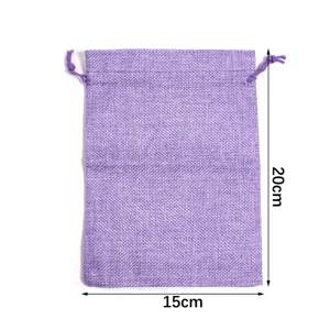 Lila Leinen Kordelzug Beutel 15x20cm Schmuck Geschenk Aufbewahrungstasche Verpackung.