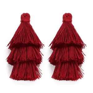 Λεπτομέρεια φούντας πολυεστέρα 3 στρώσεων, κόκκινο υλικό αξεσουάρ κρεμαστό τηλεφώνου DIY.