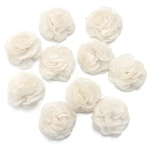 4cm Chiffon Stoff Blumen DIY Handgemachte Haarspangen Kleidung Zubehör weiße Dekoration