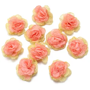 4cm Chiffon Zweifarbige Handgemachte Blumen DIY Haarschmuck Kleidung Handwerk Zubehör