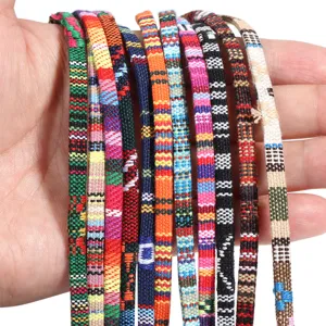 Corda in cotone tessuto bohémien colorato per bracciali fatti a mano, accessori per borse e abiti.
