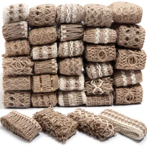 Handwoven Jute Ribbon Trim Eco Friendly Burlap Mesh Lace Ribbon For Gift Wrapping Holiday Wedding Craft Party Home Decor Ribbon