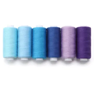 Gradient polyester sewing thread spools set for home use DIY craft hand weaving details