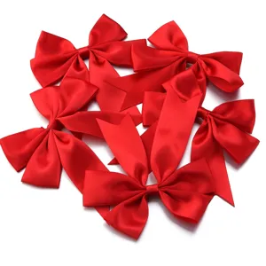 Lazos de cinta de satén rojo cola de golondrina para accesorios de horquillas DIY.