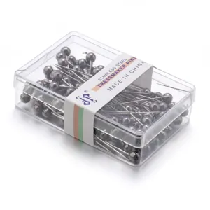 Spilli da sarta in acciaio inossidabile con scatola trasparente per lavori di cucito.