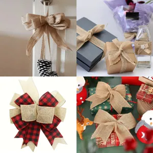Nastri con fiocco in iuta naturale per confezioni regalo decorazioni floreali e fai da te.