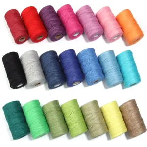 Colorful jute twine spools set for DIY crafts, gift packaging, and hanging tags decoration.