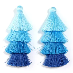Blaue Polyester Quasten mit 4-stufigem Farbverlauf für DIY Basteln
