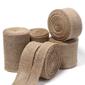 Dettagli nastro di juta naturale, rotolo di tela rustica di canapa per artigianato DIY e confezioni.