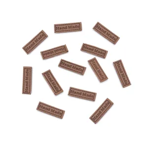 Microvezel lederen handmade labels 1.5x4cm in relief tags voor DIY kleding tassen hoeden accessoires