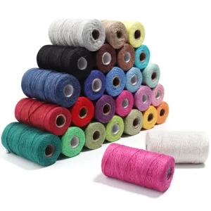 Colorful jute twine spools set for DIY craft, gift box wrapping, tag string and handmade decor.