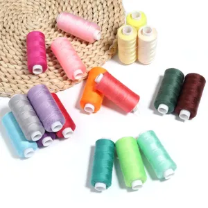 Colorful polyester sewing thread spools set for home sewing, DIY crafts and garment making.