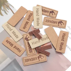 1.5x4cm microvezel leer handgemaakte in reliëf gemaakte etiketten voor DIY kleding tassen