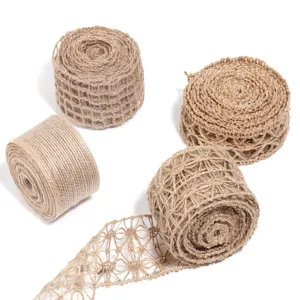 Nastro di juta naturale rotoli di tessuto di juta intrecciato cavo per confezioni regalo e decorazioni.