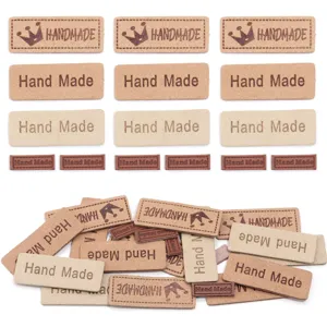Synthetische lederen handgemaakte labels voor DIY kleding tassen met duidelijke tekst.