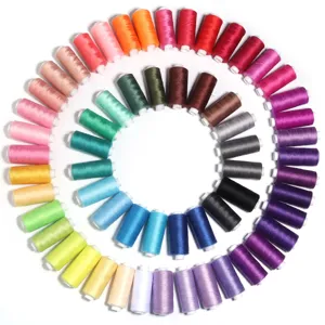 Colorful sewing thread spools set for home use, high strength polyester for crafting and sewing.