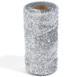 Ruban en maille de tinsel argenté pour emballage cadeau artisanat Noël bricolage vue détaillée