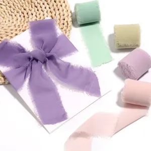 4cm ausgefranste Chiffonband Details, handgemachte DIY Hochzeitsstrauß und Bekleidungszubehör.