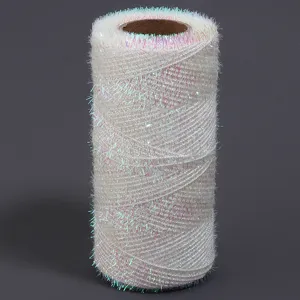 Ruban en maille déco irisé en rouleau pour emballage cadeau, déco de Noël et loisirs créatifs.