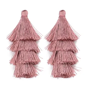 Rosa vierlagige Polyester Quaste Anhänger für DIY Schmuck, Taschenanhänger, Lesezeichen.