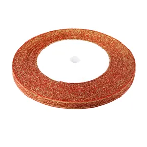Red metallic ribbon roll glitter ribbon for gift wrapping crafts holiday decoration 1roll