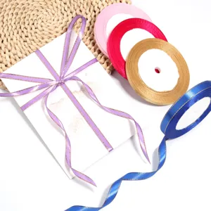 Polyester gold edge ribbon for gift wrapping, baking box decoration and DIY handmade hair bows.
