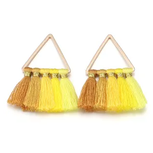 Handgemachte farbverlauf dreieck quasten ohrringe diy schmuck zubehör mode anhänger.