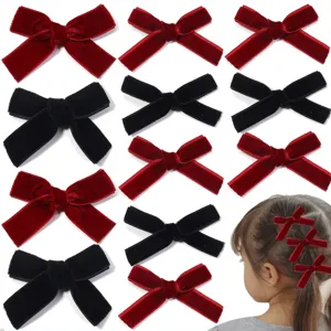 Pinces à cheveux nœud velours rouge et noir accessoires de cheveux bricolage mignon style