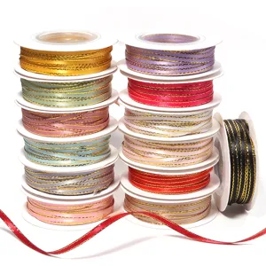 Polyester gold edge ribbon for baking gift box packaging handmade DIY bow headwear clothing