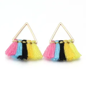 Handgemachte bunte Dreiecks-Quasten-Ohrringe DIY Schmuck Zubehör Materialpaket Anhänger