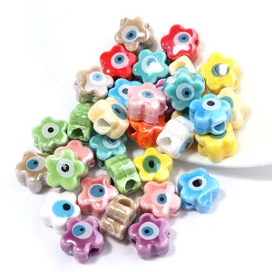 Kleurrijke keramische bloem boze oog kraal voor DIY sieraden maken en armbanden.