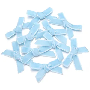 Noeuds en velours bleu clair floque une face accessoire DIY pour barrettes et emballage cadeau.
