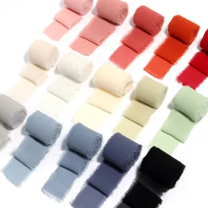 Handgerissene Chiffon Bänder mit ausgefransten Kanten für DIY Hochzeit Blumenstrauß Dekoration