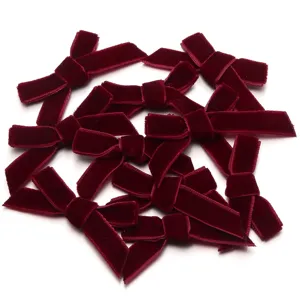 Nœuds en velours rouge foncé pour loisirs créatifs, pinces à cheveux et emballage cadeau.