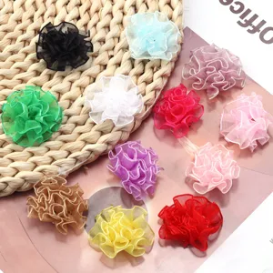 Accessoires de fleurs en organza froncé coloré 3.5cm pour loisirs créatifs et pinces à cheveux