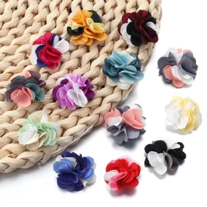 Fiori in tessuto colorati da 2.5cm fatti a mano, ideali per accessori per capelli fai da te e vestiti.